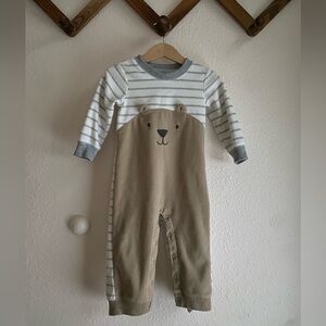 Carter's Fleece Bear Striped Onsie 18mo